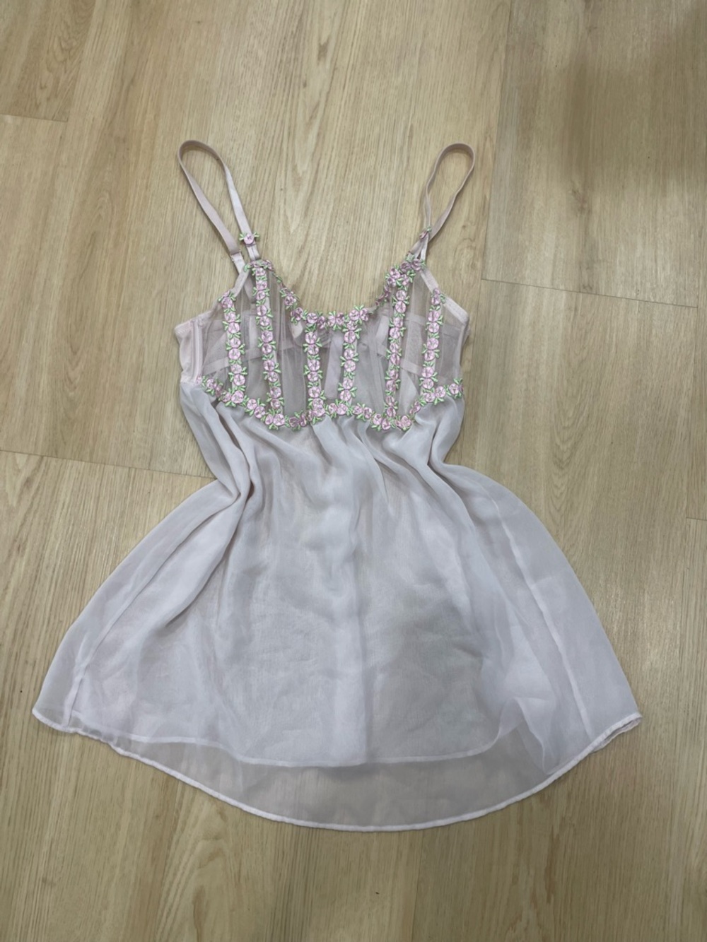 Victoria’s Secret Dream Angels baby pink sheer corset babydoll Size: L